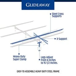 Glideaway X-Support Bed Frame Support System, GS-3 XS Model - 3 Cross Rails And 3 Legs - Strong Center Support Base For Full, Queen And King Mattress, Box Springs, And Bed Foundations -Amazon Store 51mcgnNjzxL