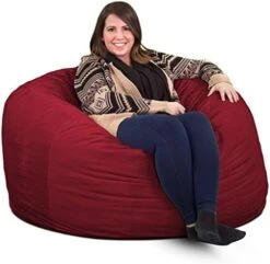 ULTIMATE SACK 4000 (4 Ft.) Bean Bag Chair: Giant Foam-Filled Furniture - Machine Washable Covers, Durable Inner Liner, 100% Virgin Foam. Comfy Bean Bag Chair. (Black, Suede) -Amazon Store 51mej0TL67L. AC