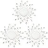 3 Pack Acrylic Burst Wall Mirror Metal Faux Diamonds Mirrors Bling Home Decorative Hanging Wall Art For Living Room Bedroom-Sliver