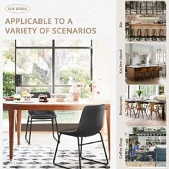 LUE BONA Indoor/Outdoor Kitchen Island Dining Chair, Upholstered Faux Leather Dining Chairs With Metal Legs, 18" Mid Century Modern Dining Chair Set Of 4 For Dining Room Black 9 LUE BONA Indoor/Outdoor Kitchen Island Dining Chair, Upholstered Faux Leather Dining Chairs With Metal Legs, 18" Mid Century Modern Dining Chair Set Of 4 For Dining Room Black -Amazon Store 51mkHw8YjWL