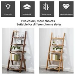 SOBIBO Ladder Shelf, 5-Tier Leaning Shelf, Free Standing Organizer Storage Shelves, Storage Rack Shelf For Office, Living Room, Nature -Amazon Store 51moClADKMS