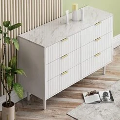 ANBUY Black 6 Drawer Double Dresser For Bedroom, Dual Chest Of Drawers Modern Dresser For Bedroom With Gold Handles Imitation Marble Texture (Black) 14 ANBUY Black 6 Drawer Double Dresser For Bedroom, Dual Chest Of Drawers Modern Dresser For Bedroom With Gold Handles Imitation Marble Texture (Black) -Amazon Store 51mtz0s5oiL. AC