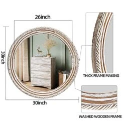 OuYezy 30 Inch Round Wood Mirror Decorative Wall Mirrors - Rustic Farmhouse Circle Mirrors Distressed Hanging Decor Mirrors For Bathroom, Bedroom, Living Room, Or Entryway, For Mom -Amazon Store 51muPn2LcsL