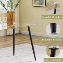 Modern Glass Dining Table, Kitchen Table For 2 And 4, Multifunctional Desk For Dining Room, Kitchen, Home Office, Living Room, Apartment (Black Rectangle Glass Table, 47.2 X 27.5 X 29.5 In) -Amazon Store 51n1Gva74LL