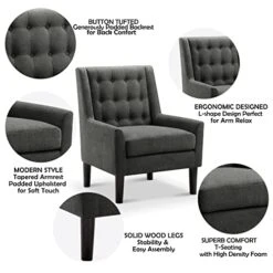 Rosevera Arvada Rosevara Modern Furniture Living Reading Room Comfy Accent Chair For The Bedroom, Standard, Charcoal -Amazon Store 51nIIQta9aL