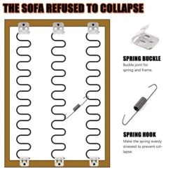 Tanstic 63Pcs 16 Inch Sofa Upholstery Spring Replacement Kit, Including Springs, Nails, Upholstery Spring Clips, Extension Hooks, Balance Hooks, Removal Tools, Dust Cover Fabric For Sofa Seat Couch -Amazon Store 51nKLAiMGTL