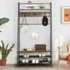 VIVOHOME Multifunctional MDF Hall Tree With Durable Metal Frame, Industrial Stand Organizer With Storage Bench For Entryway Hallway Living Room 2 VIVOHOME Multifunctional MDF Hall Tree With Durable Metal Frame, Industrial Stand Organizer With Storage Bench For Entryway Hallway Living Room -Amazon Store 51nPDr3dxvS