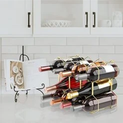 Buruis Countertop Wine Rack - 14 Bottle Wine Holder For Red White Wine Storage - Freestanding Metal Wine Rack - Small Tabletop Wine Rack - 3 Tier Modern Wine Bottle Holder (Gold) -Amazon Store 51nQc1xmFLL