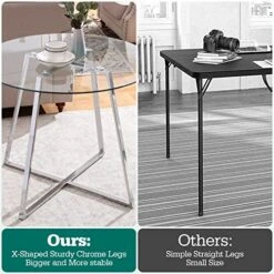 Round Glass Dining Room Table For 4, 35.1" Modern Tempered Glass Top, Sturdy Chrome Legs, Adjustable Foot Pads, Kitchen Table For Living Room, Dining Room,Tea,Home -Amazon Store 51nSINXLfDL