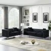 2-Piece Black Velvet Upholstered Living Room Furniture Set, Including 3-Seater Sofa And Loveseat With Jeweled Buttons, Square Arm, Four Pillows Included For Living Room, Office 1 2-Piece Black Velvet Upholstered Living Room Furniture Set, Including 3-Seater Sofa And Loveseat With Jeweled Buttons, Square Arm, Four Pillows Included For Living Room, Office -Amazon Store 51nUR5J4SiL