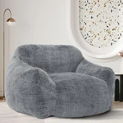 Homguava Giant Bean Bag Chair Sofa High-Density Foam Filled Sofa Chair Large Lazy BeanBag Sofa With Armrests For Living Room, Bedroom (Grey) -Amazon Store 51nhgYZiyyL. AC