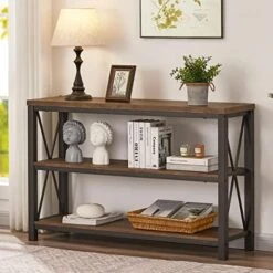 BON AUGURE Industrial Sofa Console Table For Entryway, 3 Tier Foyer Table For Hallway, Rustic Hall Tables Behind Couch (47 Inch, Rustic Brown) -Amazon Store 51nnUfAnzyL. AC