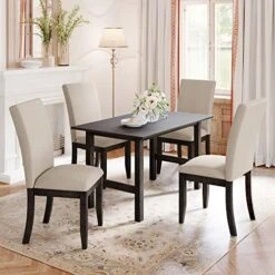 Harper & Bright Designs 5-Piece Kitchen Dining Table Set, Wood Kitchen Furniture Set With Rectangular Table And 4 Linen Fabric Upholstered Dining Chairs, Gray Table+Gray Chair 18 Harper & Bright Designs 5-Piece Kitchen Dining Table Set, Wood Kitchen Furniture Set With Rectangular Table And 4 Linen Fabric Upholstered Dining Chairs, Gray Table+Gray Chair -Amazon Store 51noe8i0XL. AC
