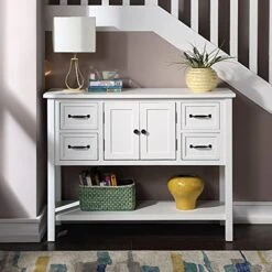 P PURLOVE Console Table Buffet Sideboard With Storage Drawers Cabinets And Bottom Shelf (White) -Amazon Store 51nqxqDpfWS