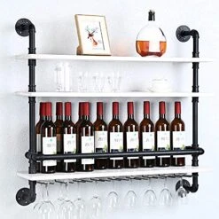 HAOVON Industrial Pipe Shelf Wine Rack Wall Mounted With 9 Stem Glass Holder,3-Tiers Rustic Floating Bar Shelves Wine Shelf,36in Real Wood Shelves Wall Shelf Unit,Pipe Shelving Glass Rack 17 HAOVON Industrial Pipe Shelf Wine Rack Wall Mounted With 9 Stem Glass Holder,3-Tiers Rustic Floating Bar Shelves Wine Shelf,36in Real Wood Shelves Wall Shelf Unit,Pipe Shelving Glass Rack -Amazon Store 51o1m0tp8TL