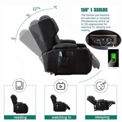 SAMERY Electric Power Recline Chair Loveseat RV Sofa With Console + Single Massage Recliner Chairs, Double Recliner 2-Seater RV Couch Home Theater Seating With USB Charging/Lighting/Cup Holders 17 SAMERY Electric Power Recline Chair Loveseat RV Sofa With Console + Single Massage Recliner Chairs, Double Recliner 2-Seater RV Couch Home Theater Seating With USB Charging/Lighting/Cup Holders -Amazon Store 51o4A05InPL