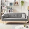 GENERIC Velvet Convertible Folding Futon Sofa Bed Grey Modern Contemporary Solid