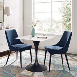 Modway Lippa 28" Mid-Century Modern Dining Table With Square Top And Pedestal Base In White -Amazon Store 51o79aeZuHL. AC