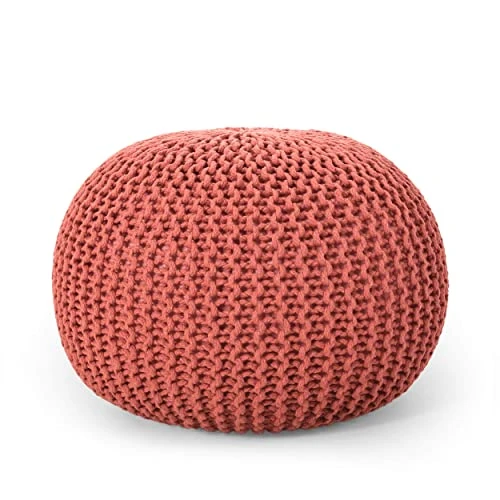 Christopher Knight Home Nahunta Pouf, Coral 3 Christopher Knight Home Nahunta Pouf, Coral