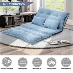 Harper & Bright Designs Floor Sofa Adjustable Lazy Sofa Bed, Foldable Mattress Futon Couch Bed With 2 Pollows (Blue) 11 Harper & Bright Designs Floor Sofa Adjustable Lazy Sofa Bed, Foldable Mattress Futon Couch Bed With 2 Pollows (Blue) -Amazon Store 51oGOJulQ9L