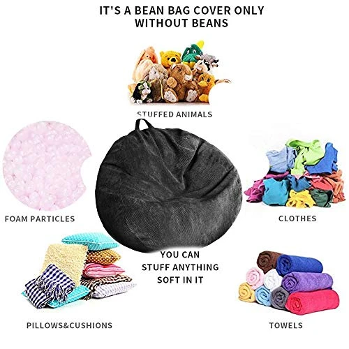 Bean Bag Chair Cover (No Filler) Washable Ultra Soft Corduroy Sturdy Zipper Beanbag Cover For Organizing Plush Toys Or Textile, Sack Bean Bag For Kids, Adults, Teens 5 Bean Bag Chair Cover (No Filler) Washable Ultra Soft Corduroy Sturdy Zipper Beanbag Cover For Organizing Plush Toys Or Textile, Sack Bean Bag For Kids, Adults, Teens - Image 3
