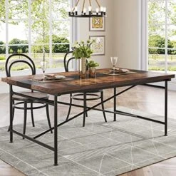 Tribesigns Dining Table Kitchen Table For 6, Industrial Rectangular Wood Table With Steel Legs Metal Frame, Farmhouse Kitchen Table For Dining Room, Home Furniture (Rustic Brown & Black) -Amazon Store 51oNc77iwXL
