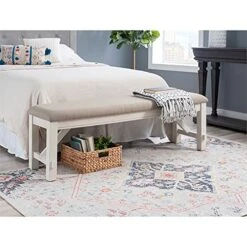 Powell Furniture Linon Turino Wood Dining Bench In Distressed White -Amazon Store 51oRCfD7v6S