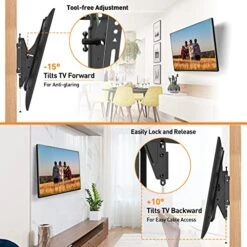 ELIVED TV Wall Mount For Most 37-75 Inch TVs, Holds Up To 120 Lbs, Universal Low Profile Adjustable Tilt TV Mount Fits 8"-24" Studs, Max VESA 600x400mm, Flat Wall Mount Bracket.