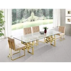 Meridian Furniture 714-T Pierre Collection Modern | Contemporary Square Glass Dining Table With Stainless Steel Base And Rich Gold Finish, 78" W X 39" D X 30" H 13 Meridian Furniture 714-T Pierre Collection Modern | Contemporary Square Glass Dining Table With Stainless Steel Base And Rich Gold Finish, 78" W X 39" D X 30" H -Amazon Store 51ocleDcI9L
