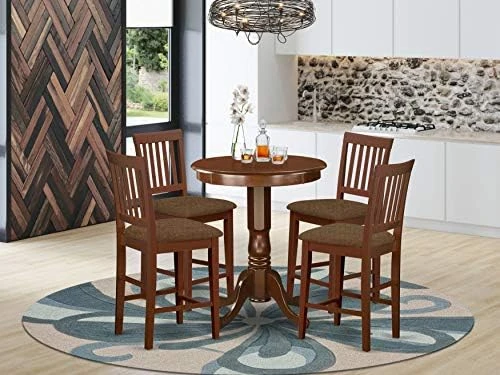 East West Furniture EDVN5-WHI-C 5 Piece Counter Height Dining Table Set Includes A Round Kitchen Table With Pedestal And 4 Linen Fabric Upholstered Dining Chairs, 30x30 Inch, Buttermilk & Cherry 13 East West Furniture EDVN5-WHI-C 5 Piece Counter Height Dining Table Set Includes A Round Kitchen Table With Pedestal And 4 Linen Fabric Upholstered Dining Chairs, 30x30 Inch, Buttermilk & Cherry - Image 11