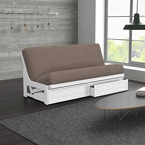 Nirvana Futons Nico Urban Loft Linen Series Sleeper Sofa Collection Full Size White Armless Arden Futon Frame, Storage Drawers, Mattress And Umax Khaki Futon Cover Set 3 Nirvana Futons Nico Urban Loft Linen Series Sleeper Sofa Collection Full Size White Armless Arden Futon Frame, Storage Drawers, Mattress And Umax Khaki Futon Cover Set
