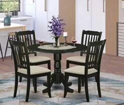 East West Furniture DLDA3-WHI-C 3Pc Dinette Set Includes A Rounded Kitchen Table With Drop Leaves And Two Vertical Slatted Linen Fabric Seat Dining Chairs, White Finish, 3 21 East West Furniture DLDA3-WHI-C 3Pc Dinette Set Includes A Rounded Kitchen Table With Drop Leaves And Two Vertical Slatted Linen Fabric Seat Dining Chairs, White Finish, 3 -Amazon Store 51ohHp7vmvL. AC