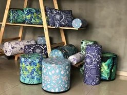 ZTOZZ Round Pouf Indoor - Printed Ottoman Foot Stool For Dining, Living Room Or Bedroom With Removable Cover - Platan Print -Amazon Store 51ohxm1dzeS