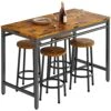 AWQM Bar Table Set, Dining Table Set For 4, High Top Kitchen Table And Chairs For 4, Rectangle Bar Table With 4 Round Stools For Breakfast Nook, Kitchen, Dining Room, Restaurant - Rustic Brown -Amazon Store 51oiNSkOPEL
