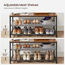 VASAGLE Hall Tree, Entryway Bench With Coat Rack, Hall Tree With Bench And Shoe Storage, 11 Hooks, Adjustable Shelves, Hallway Bedroom Dorm Apartment, Rustic Brown And Black UHSR410B01 -Amazon Store 51ojqpMnQjL