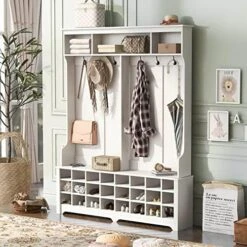 Aracari Hall Tree With Bench And Shoe Storage, 3-in-1 Entryway Bench With Coat Rack And 7 Metal Hooks For Living Room, Hallway, White 15 Aracari Hall Tree With Bench And Shoe Storage, 3-in-1 Entryway Bench With Coat Rack And 7 Metal Hooks For Living Room, Hallway, White -Amazon Store 51okLmWihgL. AC