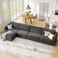 HONBAY Oversized Modular Sectional Sofa With Storage Seat Reversible L Shaped Modular Sectional Sofa With Deep Seat & Wide Chaise, Dark Grey -Amazon Store 51olZeCyhnL