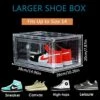 12 Pack Shoe Boxes, Clear Acrylic Plastic Shoe Boxes Stackable, Space-Saving Foldable Drop Front Shoe Storage Boxes Container For With Lids Fits Up To Size 14 (Transparency) -Amazon Store 51orqE7kIOL