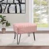 Home Soft Things Super Mink Faux Fur Pink Ottoman Bench, 19" X 13" X 17", Rose Smoke, Living Room Foot Rest Stool Entryway Makeup Bench End Of Bed Bedroom Home Decor Chair For Sitting -Amazon Store 51osVrYBK8L