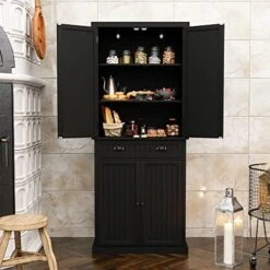 HLR Freestanding Kitchen Pantry Storage Cabinet With Adjustable Shelves, Black Pantry Cabinet For Kitchen, Living Room And Dining Room,White 18 HLR Freestanding Kitchen Pantry Storage Cabinet With Adjustable Shelves, Black Pantry Cabinet For Kitchen, Living Room And Dining Room,White -Amazon Store 51ozrG kHOL. AC