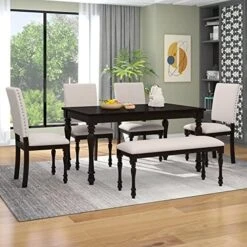 Harper & Bright Designs 5-Piece Kitchen Dining Table Set, Wood Kitchen Furniture Set With Rectangular Table And 4 Linen Fabric Upholstered Dining Chairs, Gray Table+Gray Chair 22 Harper & Bright Designs 5-Piece Kitchen Dining Table Set, Wood Kitchen Furniture Set With Rectangular Table And 4 Linen Fabric Upholstered Dining Chairs, Gray Table+Gray Chair -Amazon Store 51pHHGf1pyL. AC