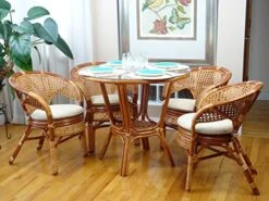 Pelangi Rattan Wicker Round Dining Table With Glass Top, Colonial 7 Pelangi Rattan Wicker Round Dining Table With Glass Top, Colonial -Amazon Store 51pHvTXI37L