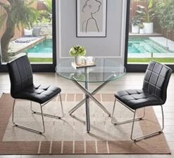 Bacyion Round Glass Dining Table Set For 2 - PU Leather Modern Dining Room Table Set For Small Spaces 3 Pieces Kitchen Tempered Glass Table And Chairs For Home Kitchen Living Room (Black) 30 Bacyion Round Glass Dining Table Set For 2 - PU Leather Modern Dining Room Table Set For Small Spaces 3 Pieces Kitchen Tempered Glass Table And Chairs For Home Kitchen Living Room (Black) -Amazon Store 51pI4kuZhZL. AC