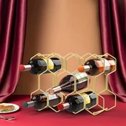 Buruis Countertop Wine Rack - 14 Bottle Wine Holder For Red White Wine Storage - Freestanding Metal Wine Rack - Small Tabletop Wine Rack - 3 Tier Modern Wine Bottle Holder (Gold) -Amazon Store 51pZBYcznVL