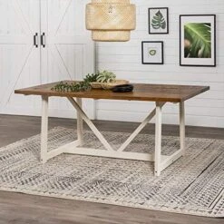 Walker Edison Modern Farmhouse Dining Table Wood Small Dining Room Table Sets Dining Chairs. 72 Inch. White And Rustic Oak 17 Walker Edison Modern Farmhouse Dining Table Wood Small Dining Room Table Sets Dining Chairs. 72 Inch. White And Rustic Oak -Amazon Store 51pbndEAiNL. AC