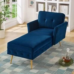 24KF Taupe Velvet Upholstered Tufted Chaise Lounge Chair, Chaise Sofa Bed In 57" Bed Bench，Chair Bed, Chaise Lounge For Offices ，Living Room And Bedroom,Living Room Chaise Chairs-Taupe -Amazon Store 51pclrCasRL. AC