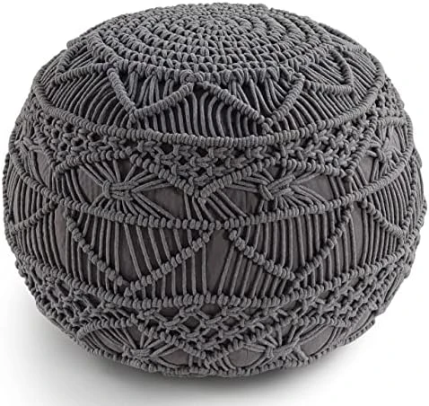 Pouf Ottoman - Hand Knitted Macrame Ottoman Pouf, Large Pouf Ottoman Foot Rest For Couch, 100% Cotton Cord, Poufs For Living Room, Floor Pouf Ottoman - 20 Diameter X 14 Height - Pure Natural 14 Pouf Ottoman - Hand Knitted Macrame Ottoman Pouf, Large Pouf Ottoman Foot Rest For Couch, 100% Cotton Cord, Poufs For Living Room, Floor Pouf Ottoman - 20 Diameter X 14 Height - Pure Natural - Image 12