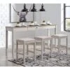 Signature Design By Ashley Skempton 4 Piece Counter Height Dining Set, Includes Table And 3 Barstools, Whitewash