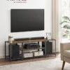 VASAGLE Modern TV Stand For TVs Up To 65 Inches, 3-Tier Entertainment Center, Industrial TV Console Table With Open Storage Shelves, For Living Room, Bedroom, Rustic Brown And Black ULTV097B01
