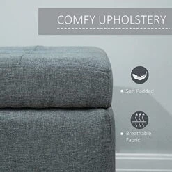HOMCOM 51 Large Tufted Linen Fabric Ottoman Storage Bench With Soft Close Top - Heather Grey -Amazon Store 51poV1YLkJL